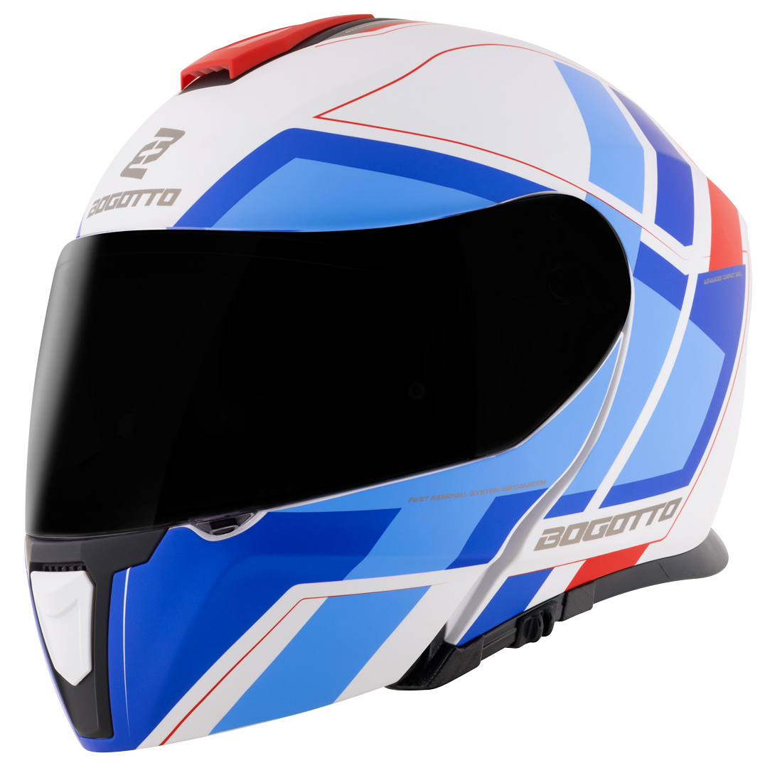 Откидной шлем Bogotto FF403 Murata со съемной подкладкой, синий/красный/белый