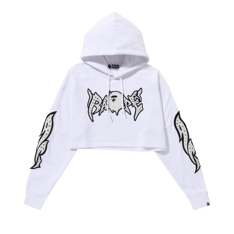 

Худи BAPE Graffiti Studded Cropped Hoodie White, белый