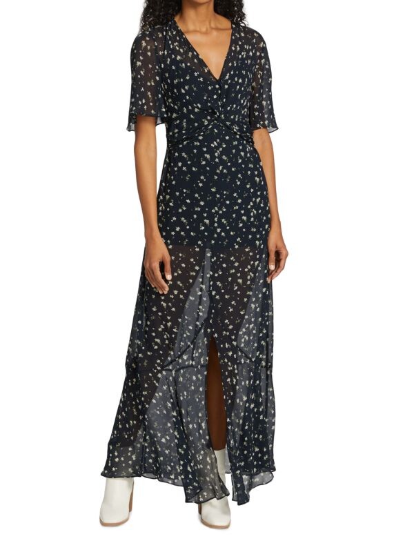 

Прозрачное платье макси с цветочным принтом tamar rag & bone Blue multi