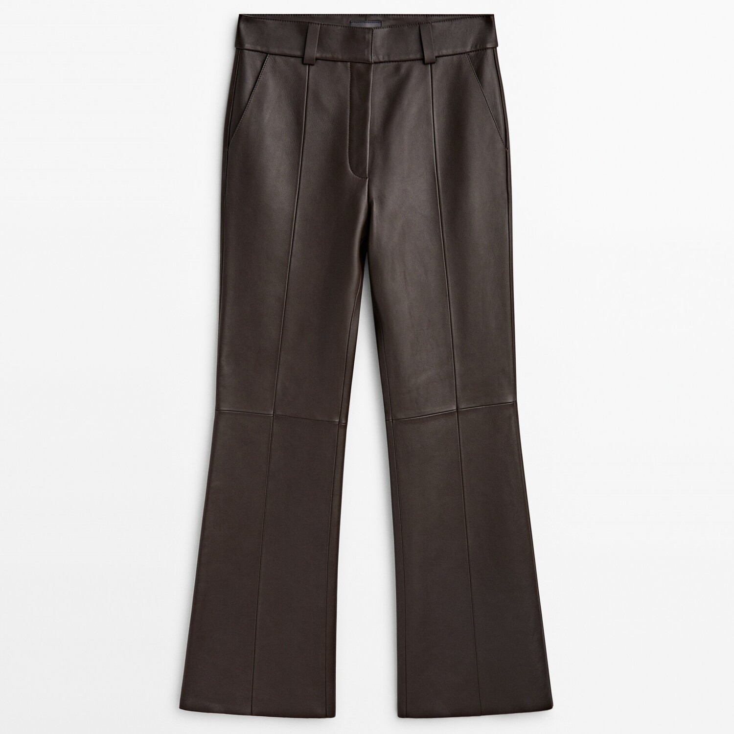 

Брюки Massimo Dutti Nappa Leather Flared, темно-коричневый