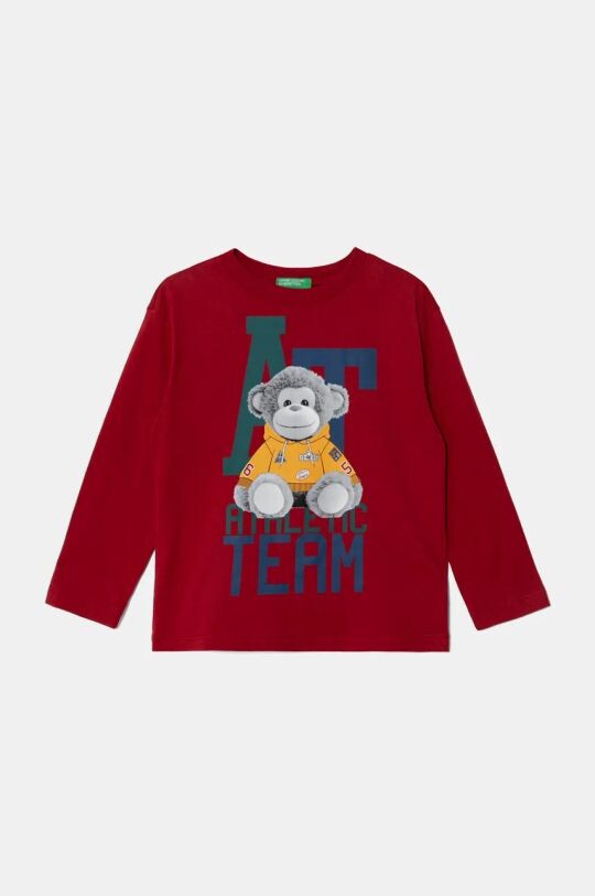 

Детская хлопковая рубашка с длинным рукавом United Colors of Benetton, бордовый