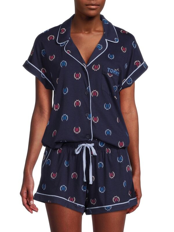 

Комплект пижамный Tommy Hilfiger из двух предметов с принтом, синий