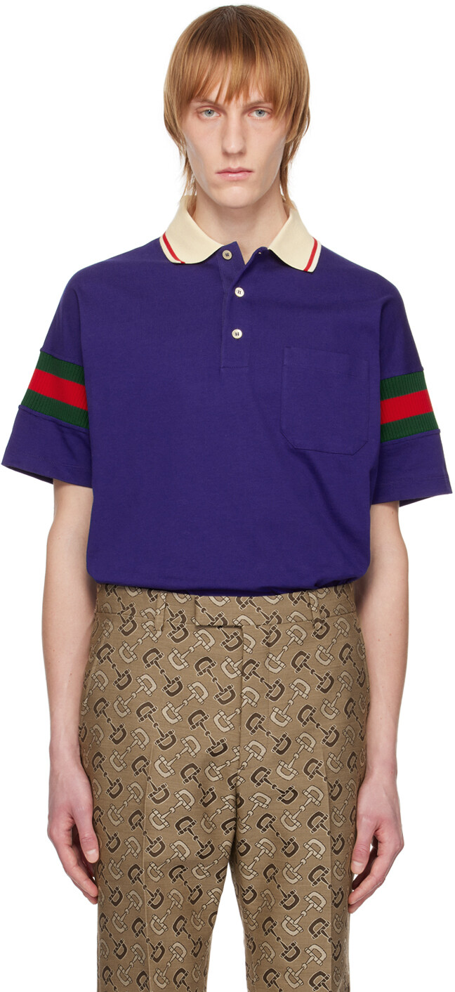 

Синее поло с паутиной Gucci