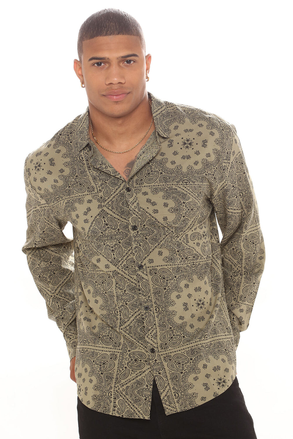 

Рубашка Fashion Nova CVLS4925, оливковый
