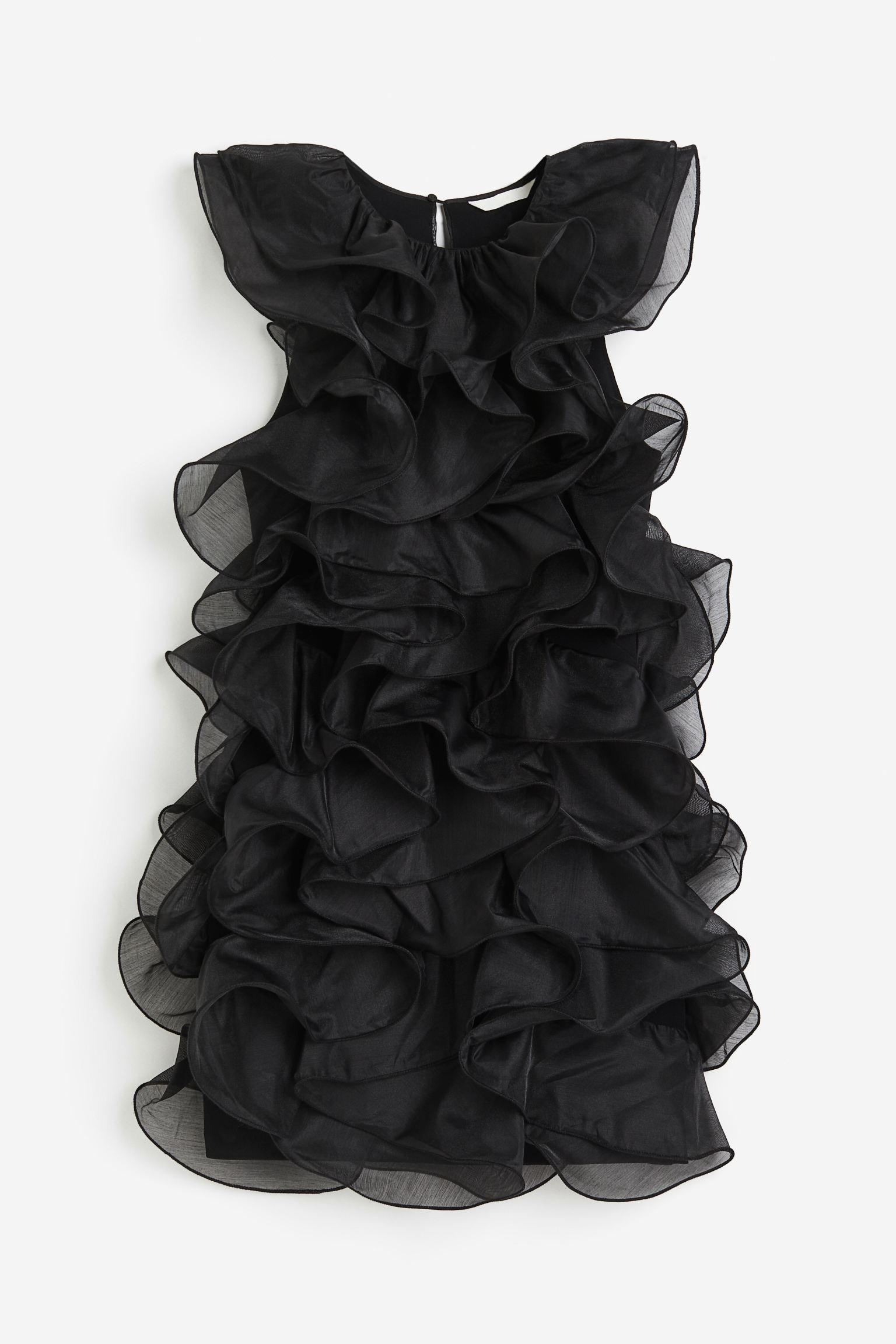 Платье H&M Ruffled Mini, черный платье topshop airy strapless mini with ruffled waistband черный