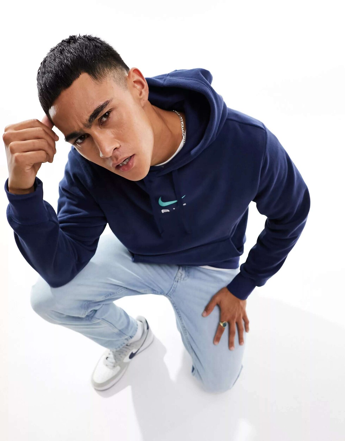 

Темно-синяя флисовая худи Nike Air, Синий