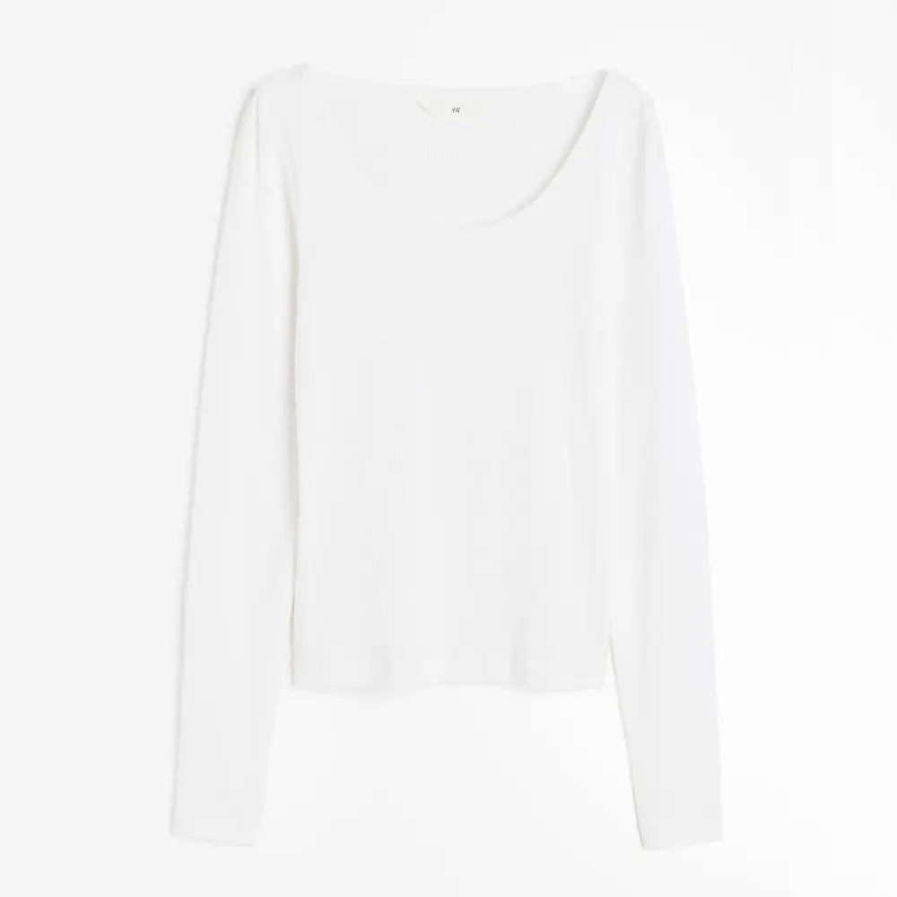 

Лонгслив H&M Ribbed Modal-blend, белый