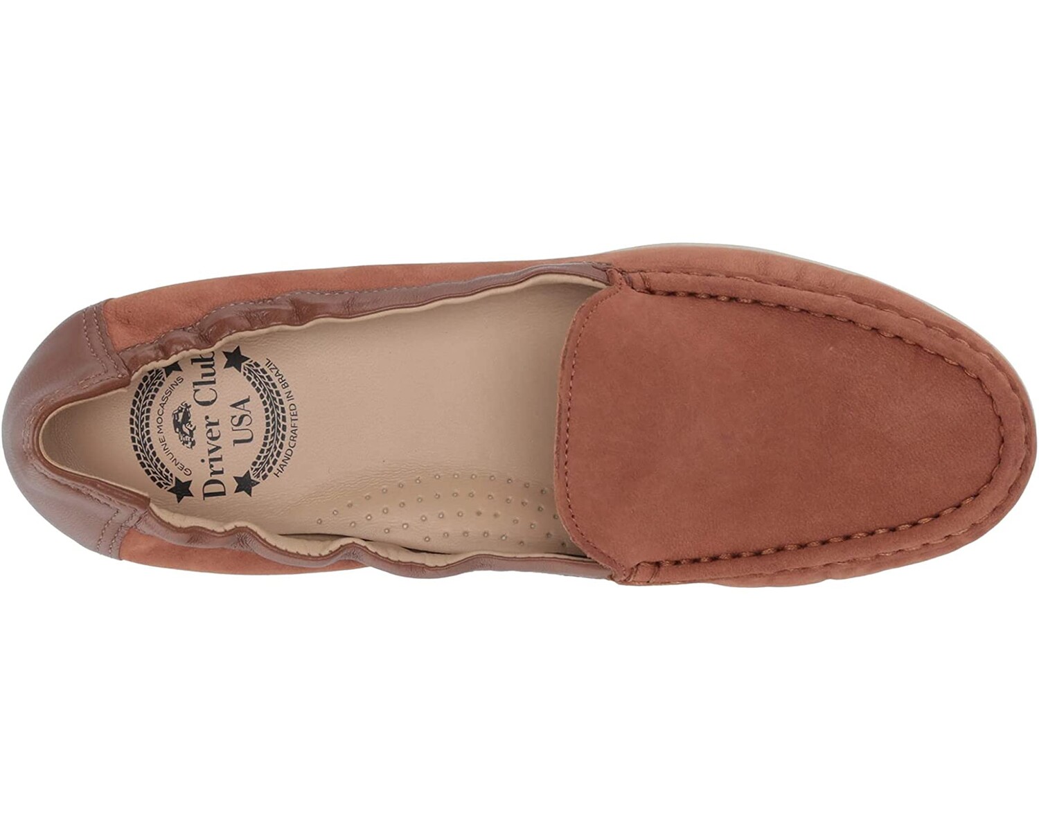 

Лоферы Women's Leather Made in Brazil Venetian Scrunch Back Loafer Flat Driver Club USA, коньяк нубук