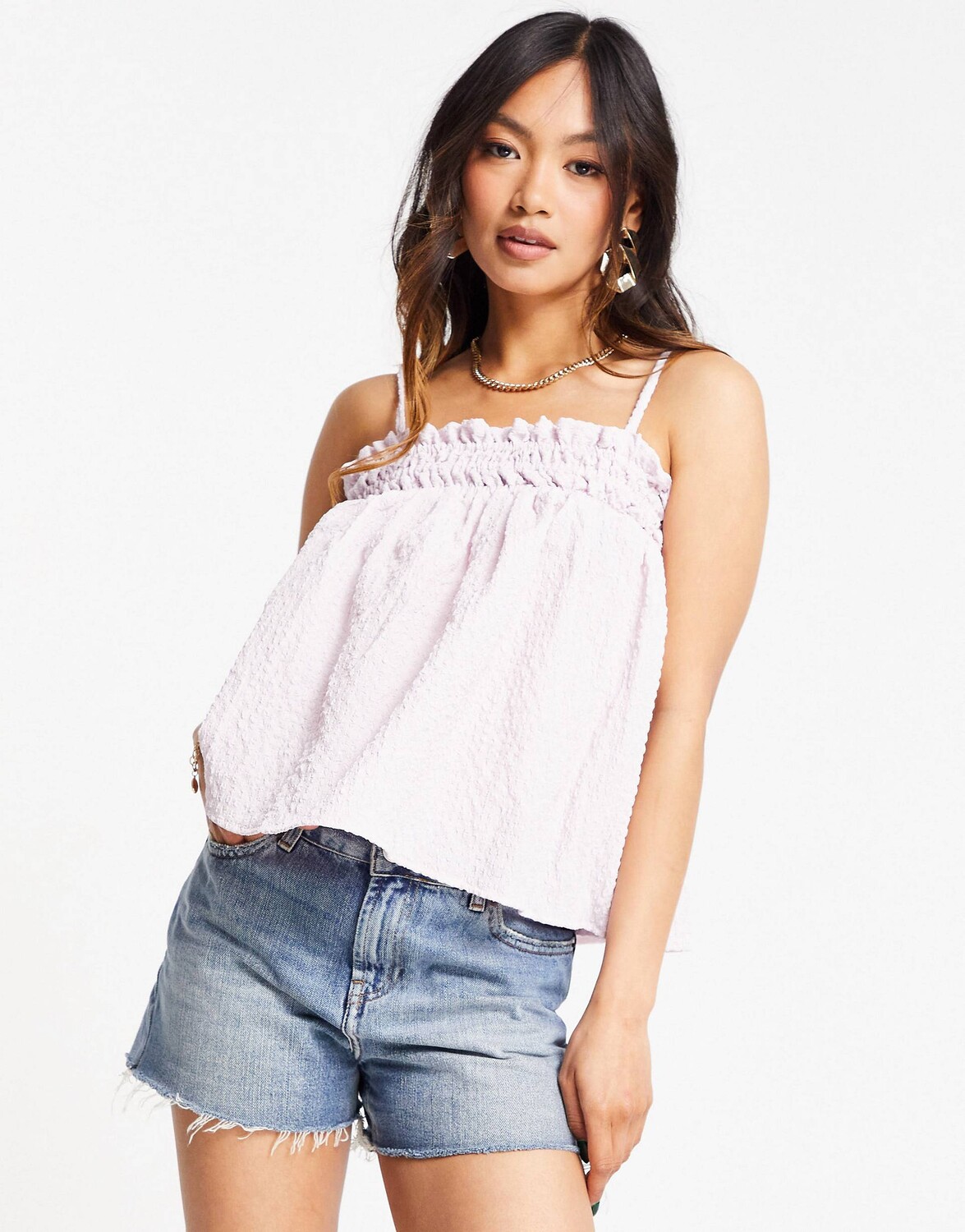 

Сиреневый топ на бретелях с пышной текстурой ASOS DESIGN