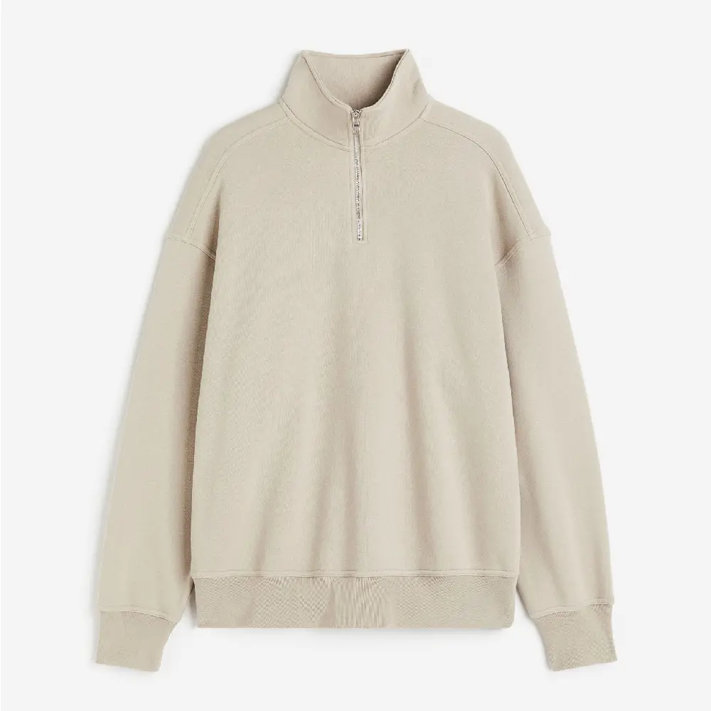 

Свитшот H&M Oversized Fit Half-zip, светло-бежевый