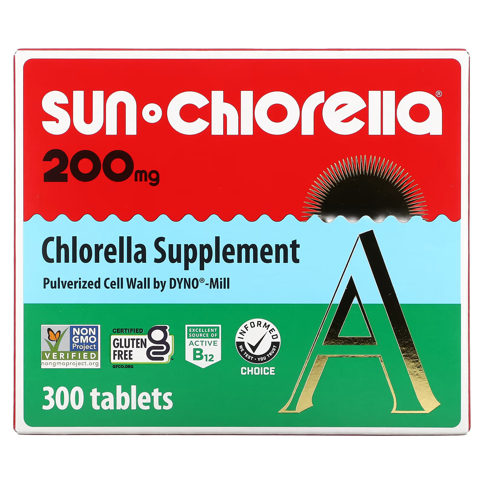 Sun Chlorella, добавка с хлореллой, 200 мг, 300 таблеток