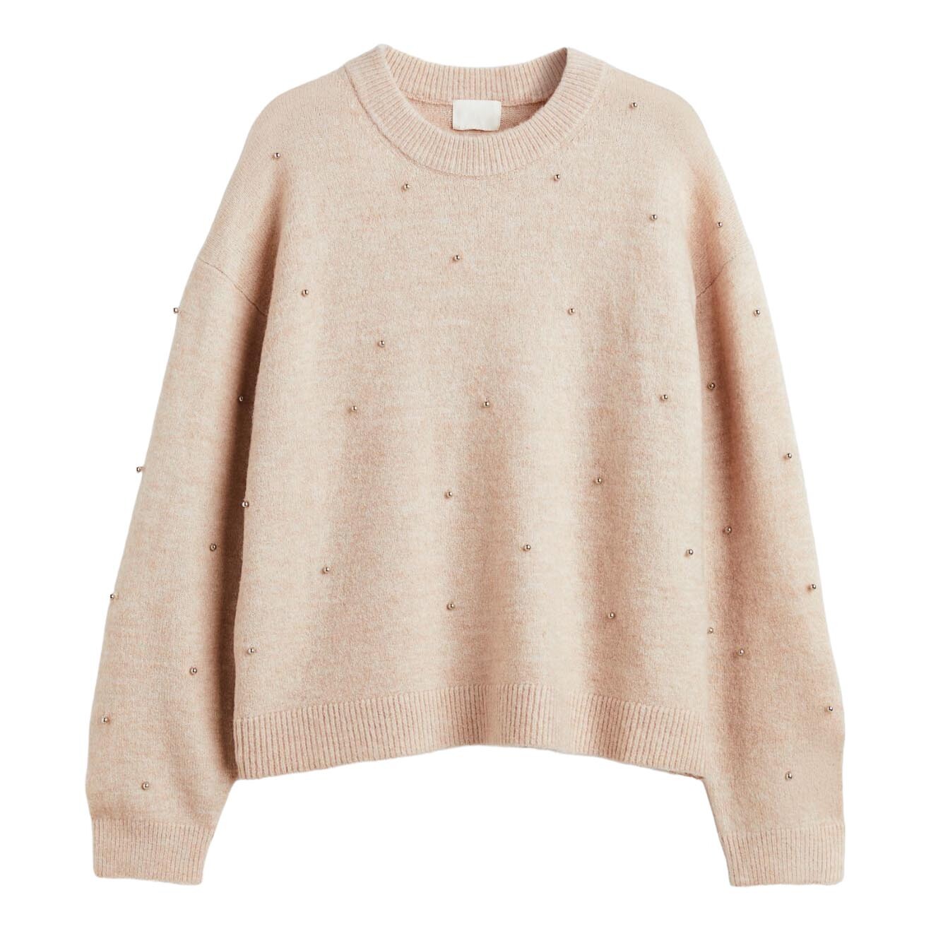 

Джемпер H&M Beaded, светло-бежевый