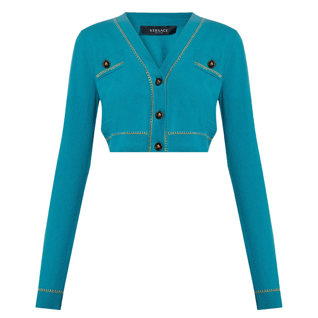 

Кардиган Versace Cropped Knit, бирюзовый