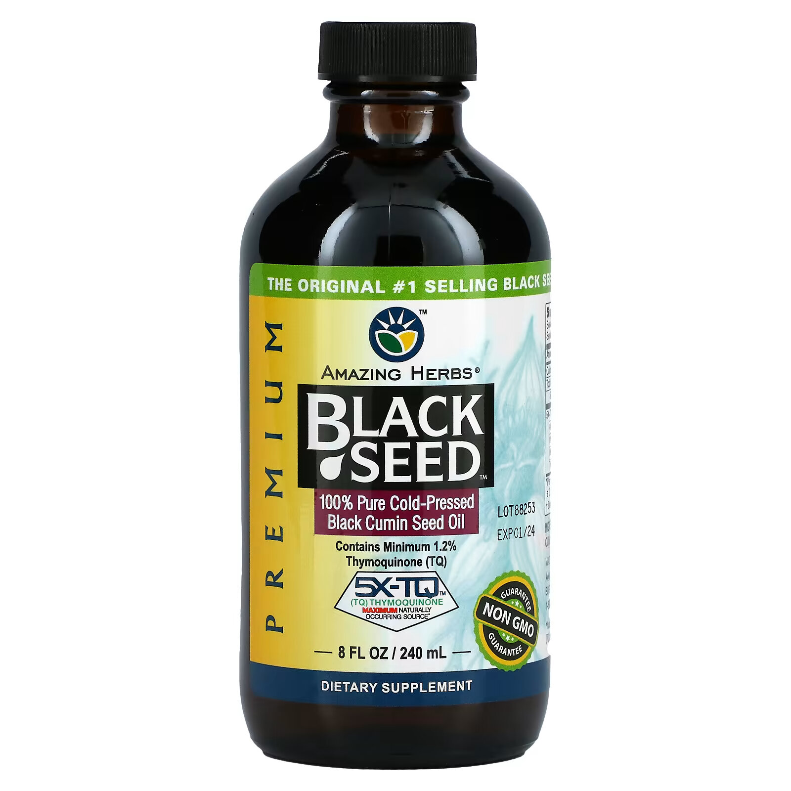 Amazing Herbs, Black Seed, 100% чистое масло холодного отжима из семян черного тмина, 240 мл (8 жидк. унции) seven minerals масло из косточек абрикоса холодного отжима чистое без запаха 950 мл 32 жидк унции