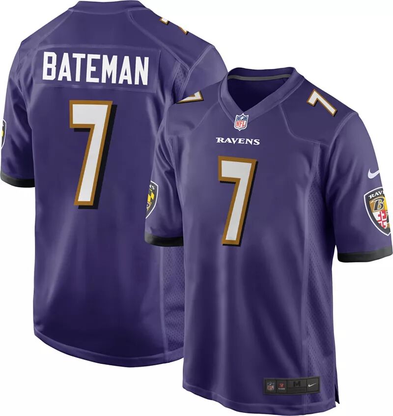 

Мужская джерси Nike Baltimore Ravens Rasod Bateman #7 фиолетового цвета