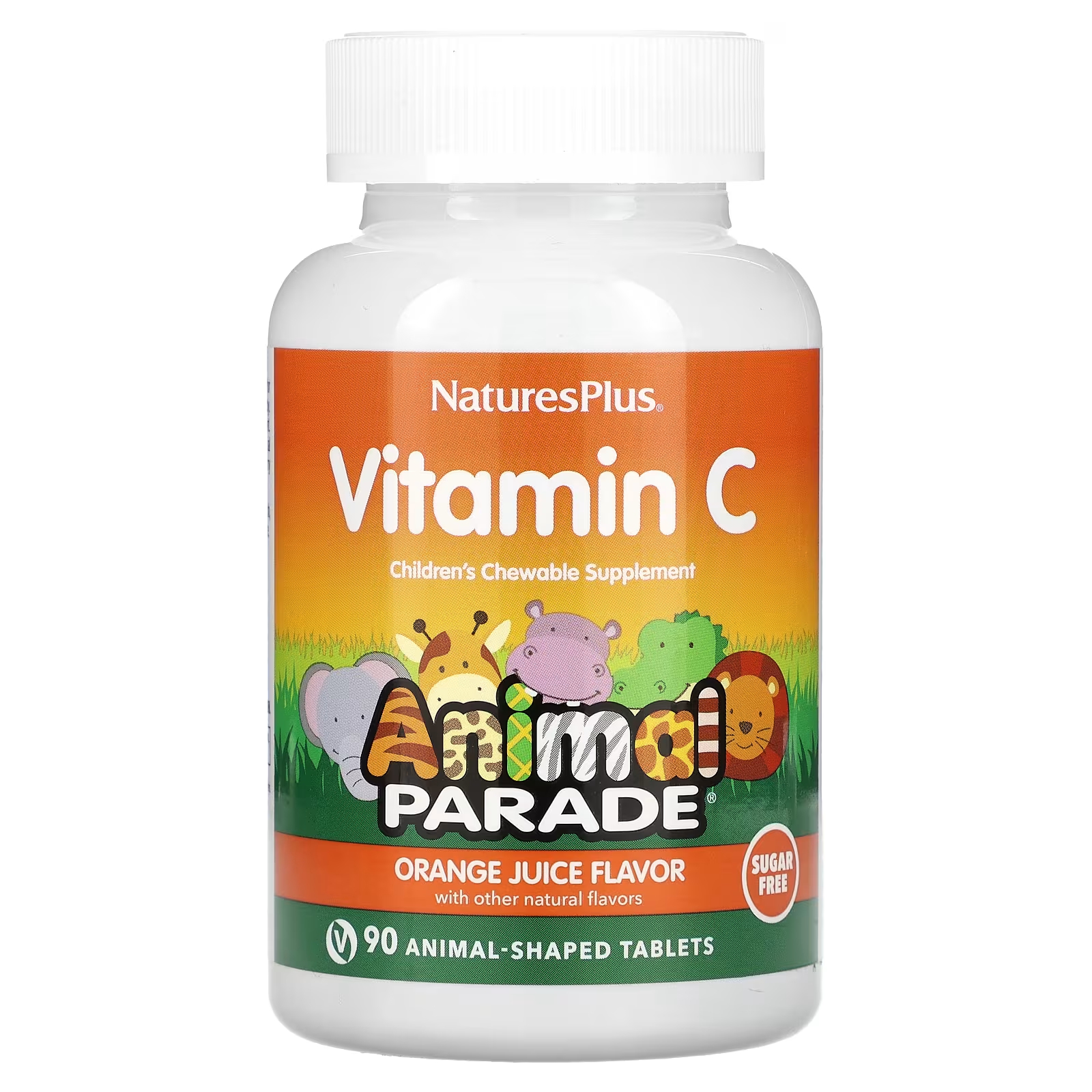 Витамин С NaturesPlus Animal Parade апельсиновый сок, 90 таблеток в форме животных витамин c для детей naturesplus animal parade vitamin c 4 упаковки по 90 таблеток