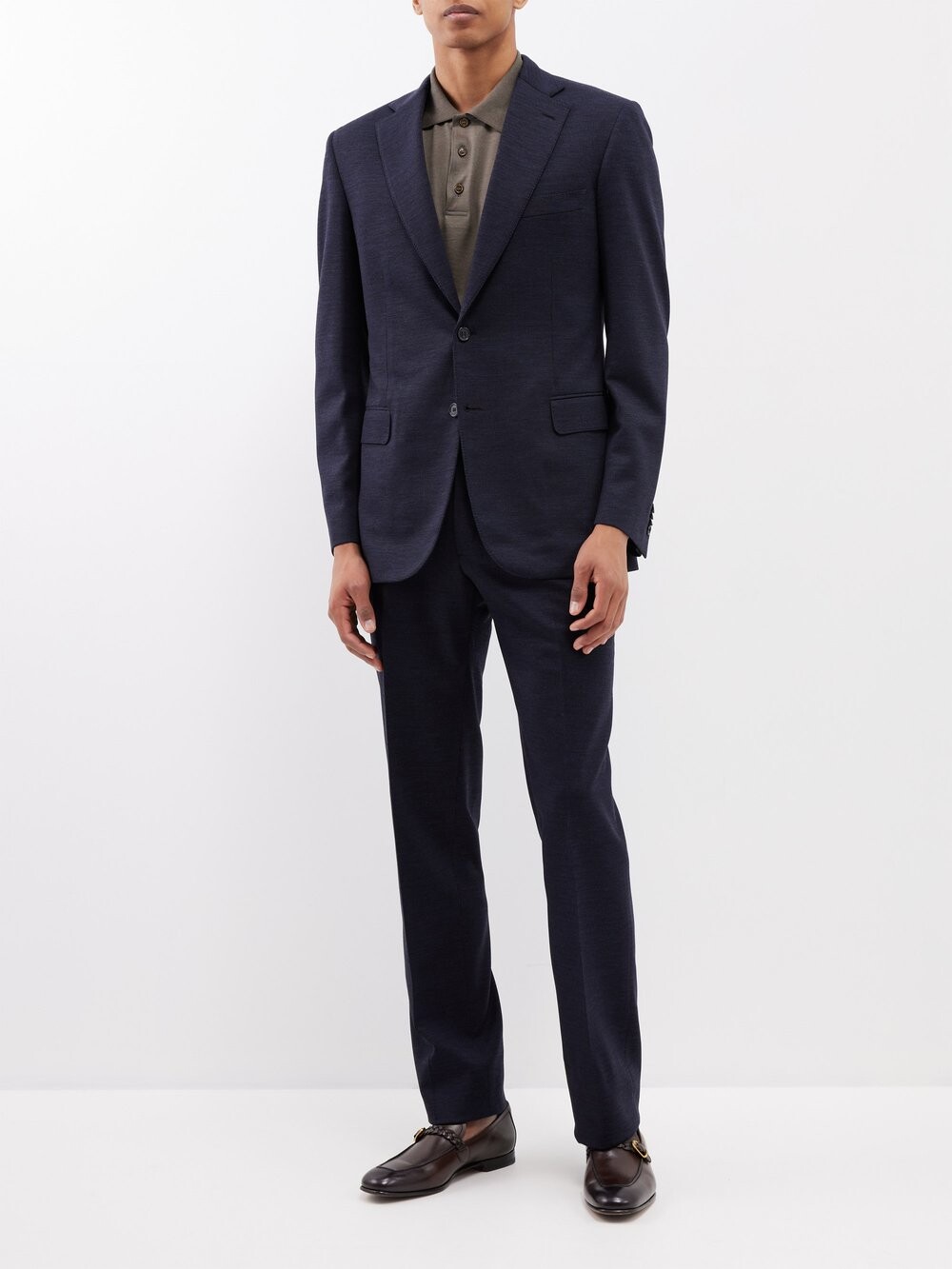 

Однобортный костюм из эластичной шерсти Brioni, синий