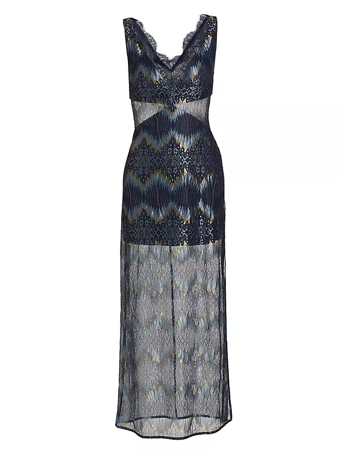 

Платье миди Lillian с кружевной отделкой Ramy Brook, цвет navy lurex chevron lace