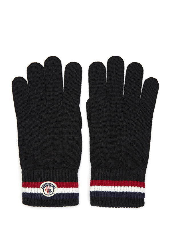Черные мужские шерстяные перчатки с логотипом Moncler цена и фото