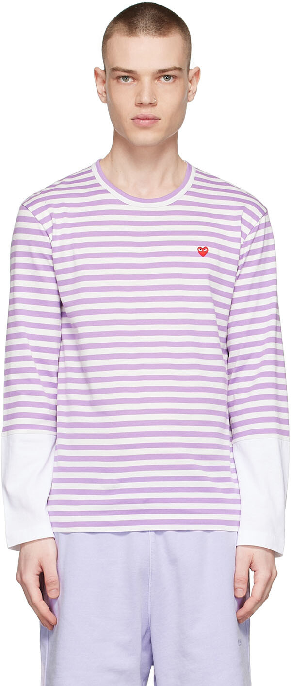

Пурпурная хлопковая футболка с длинным рукавом Comme des Garçons Play
