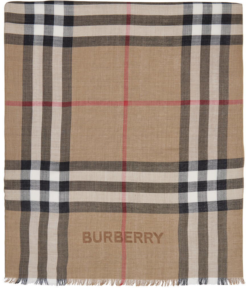 

Бежевый легкий шарф в клетку Burberry