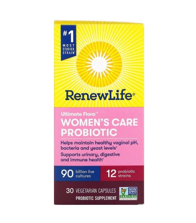solaray пробиотик mycrobiome для женщин 50 млрд живых культур 30 вегетарианских капсул покрытых кишечнорастворимой оболочкой Пробиотик Women's Care для женщин, 90 млрд живых культур, 30 капсул, Renew Life