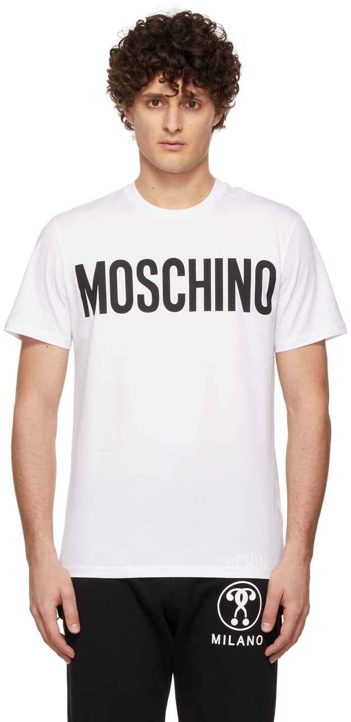 

Белая футболка с логотипом Moschino