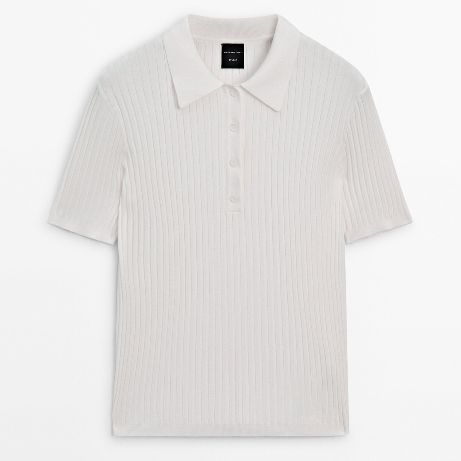 

Поло Massimo Dutti Ribbed Knit, белый