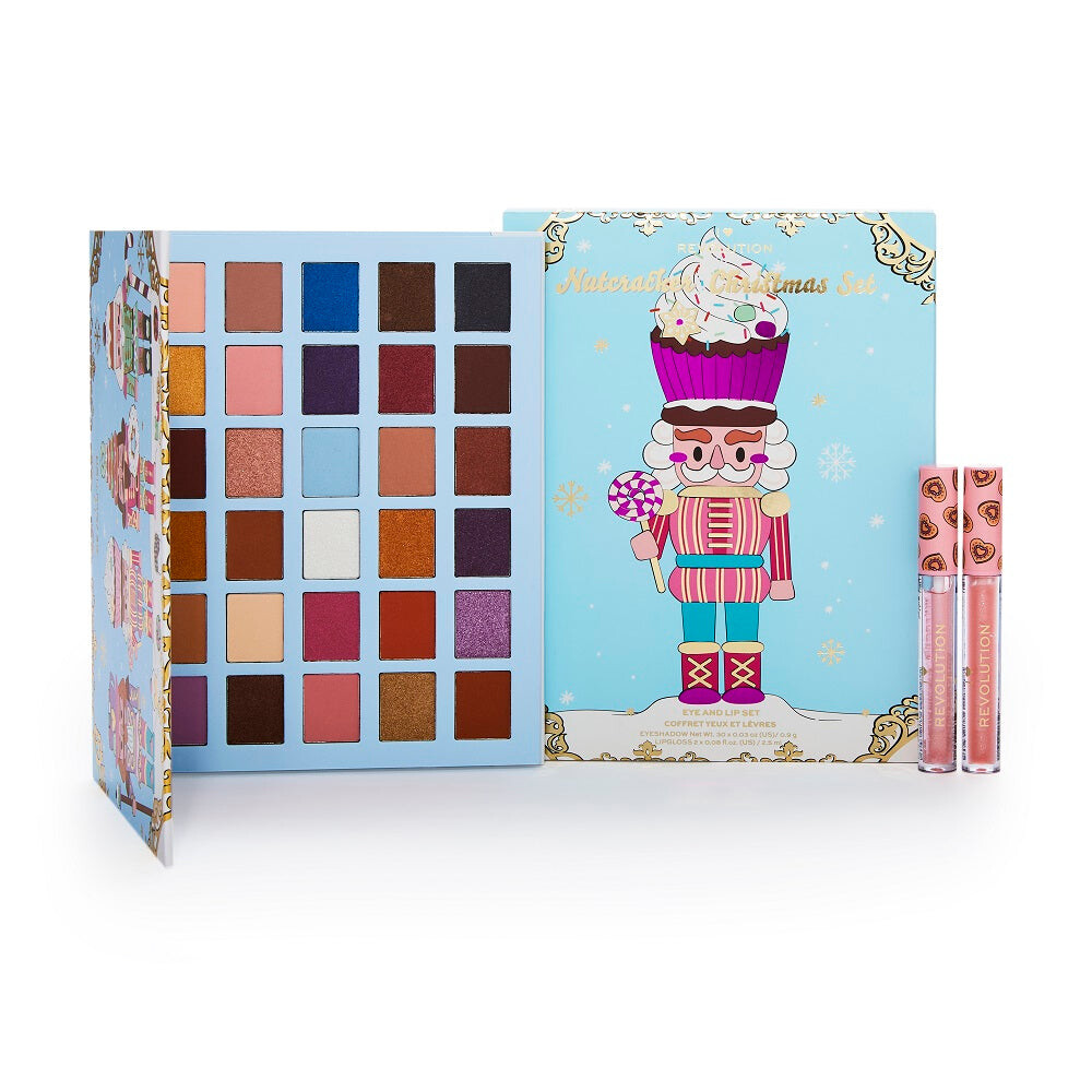 

Makeup Revolution Набор для макияжа I Heart Revolution Christmas Nutcracker Kit Pan Nutcracker Shadow Palette Палитра теней для век 30x0,9 г + Щелкунчик Блеск для губ Блеск для губ 2x2,5 мл