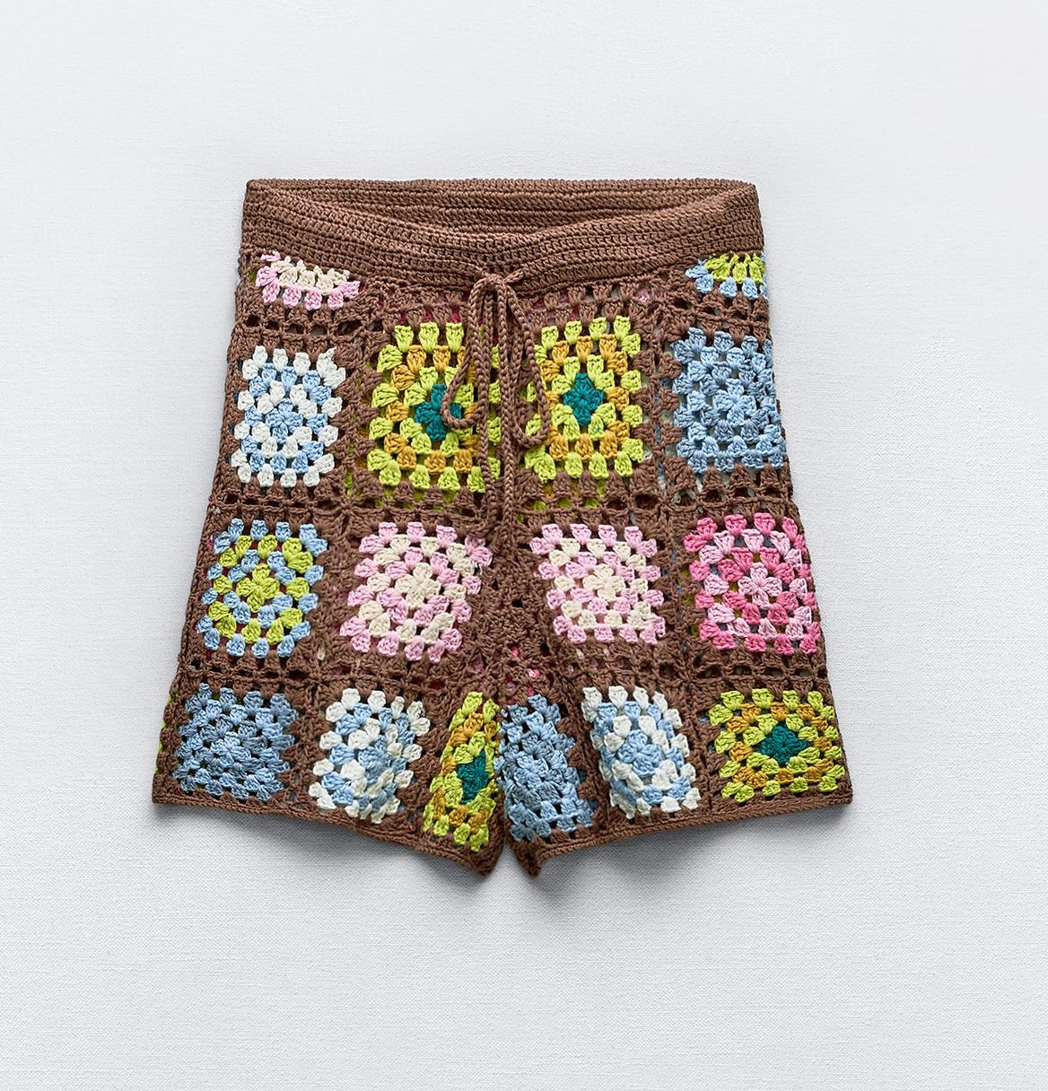 Шорты Zara Crochet Knit, мультиколор кардиган zara crochet knit экрю