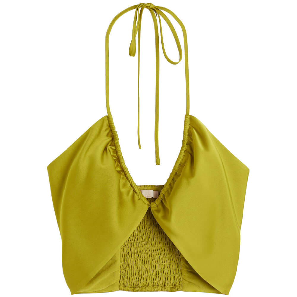 

Топ H&M Halter Neck Satin Crop, желто-зеленый