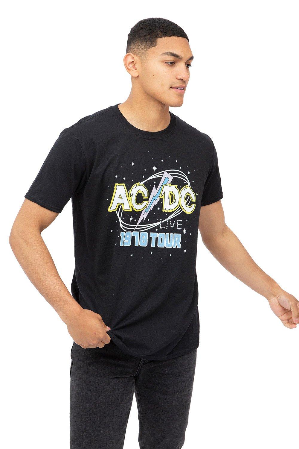 футболка мужская белая оверсайз ac dc 199 Футболка из живого хлопка AC/DC, черный