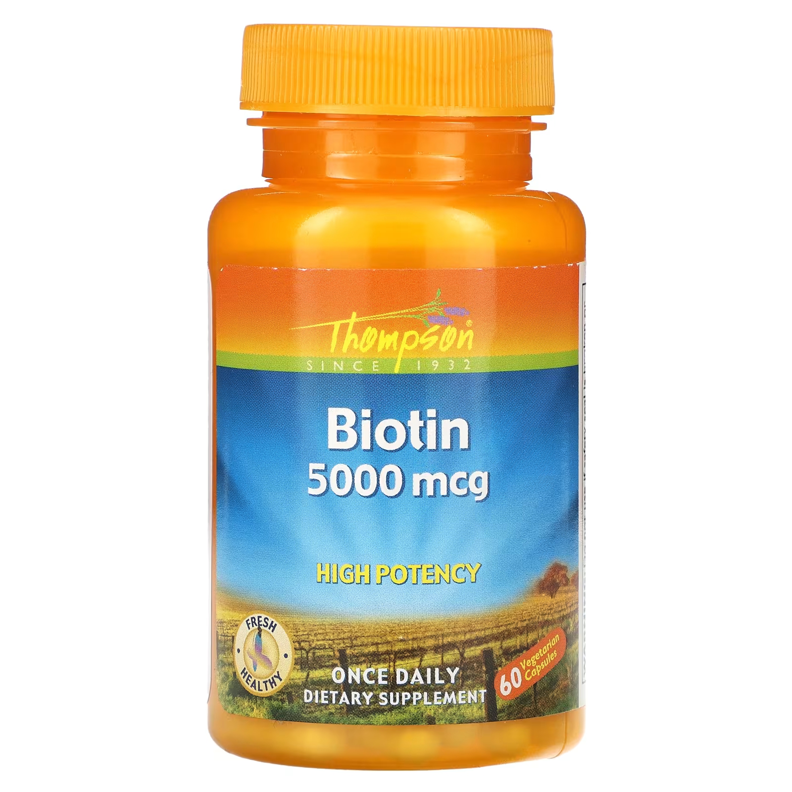 Биотин Thompson 5000 мкг, 60 вегетарианских капсул eu natural биотин 5000 мкг 120 вегетарианских капсул