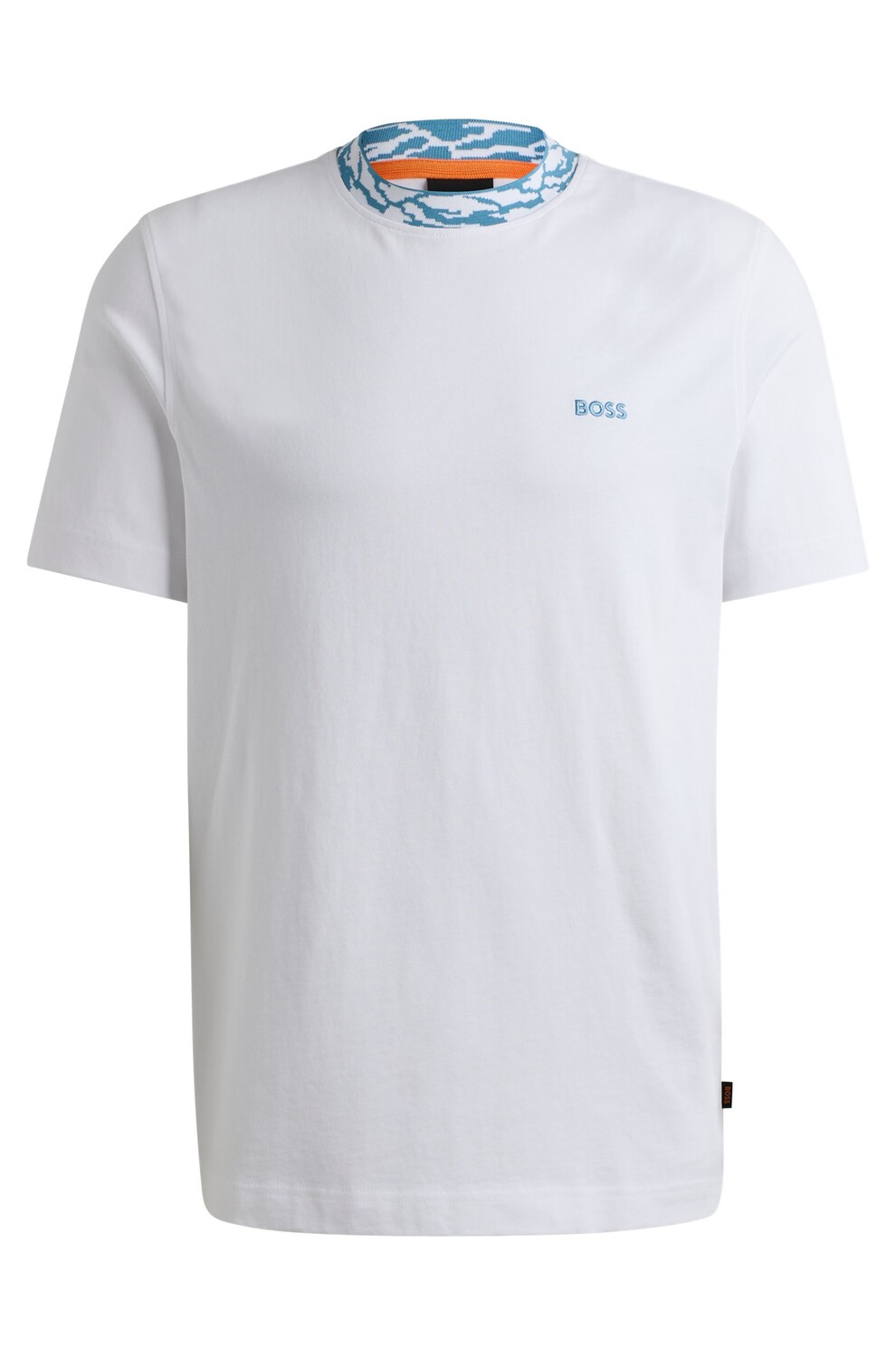 

Футболка Boss Cotton-jersey Regular-fit With Patterned Collar, белый