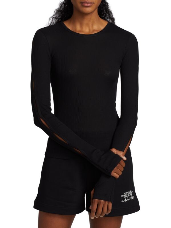 

Топ Вязаный Helmut Lang Slash Ls в рубчик, basalt black