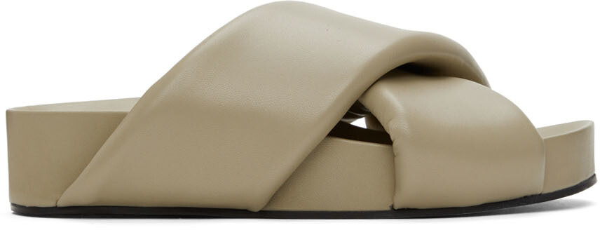 

Серо-коричневые шлепанцы Oversize с запахом Jil Sander
