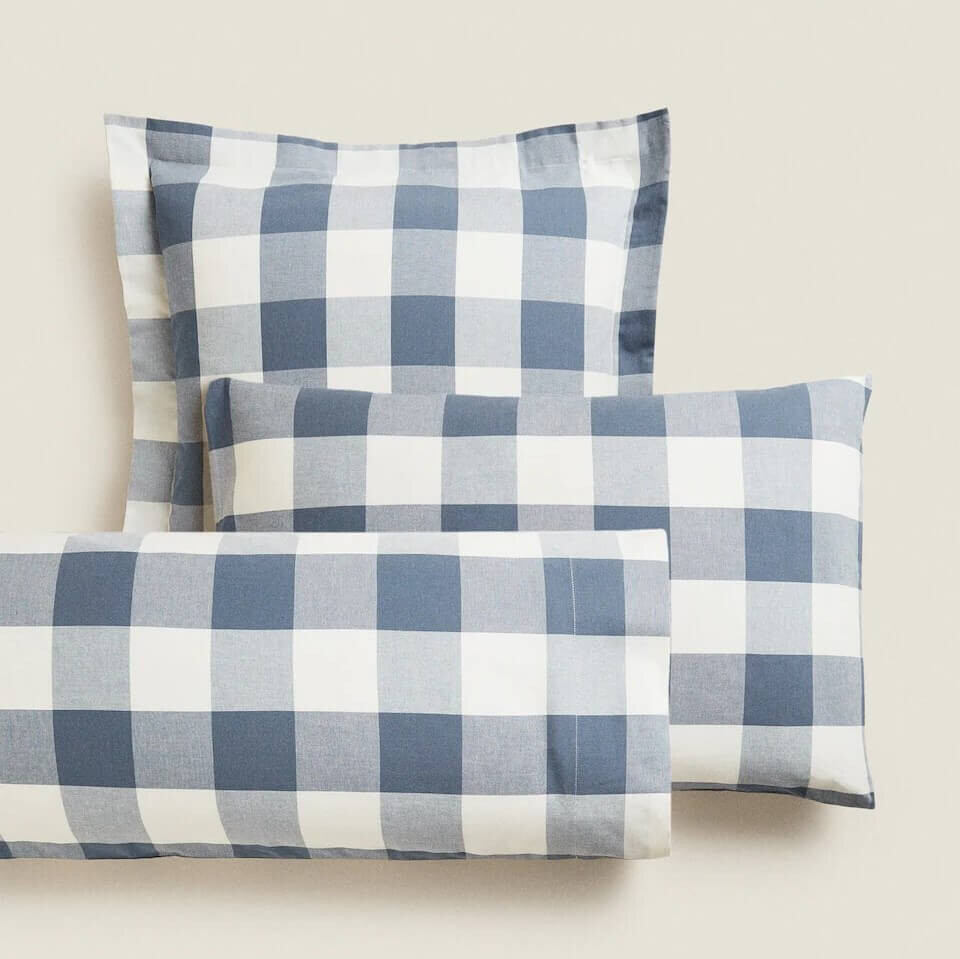 

Наволочка Zara Home Check, голубой