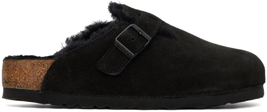 

Черные босоножки из овечьей шерсти Birkenstock