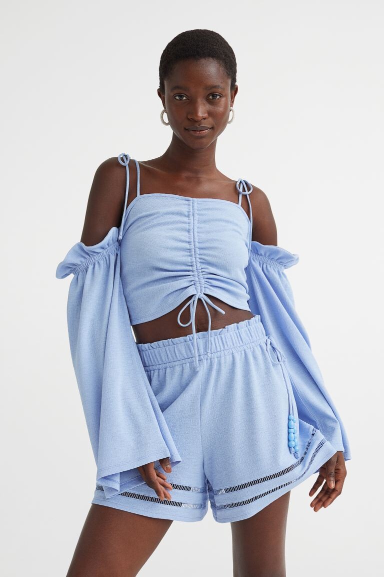 

Шорты с вышивкой H&M, светло-синий