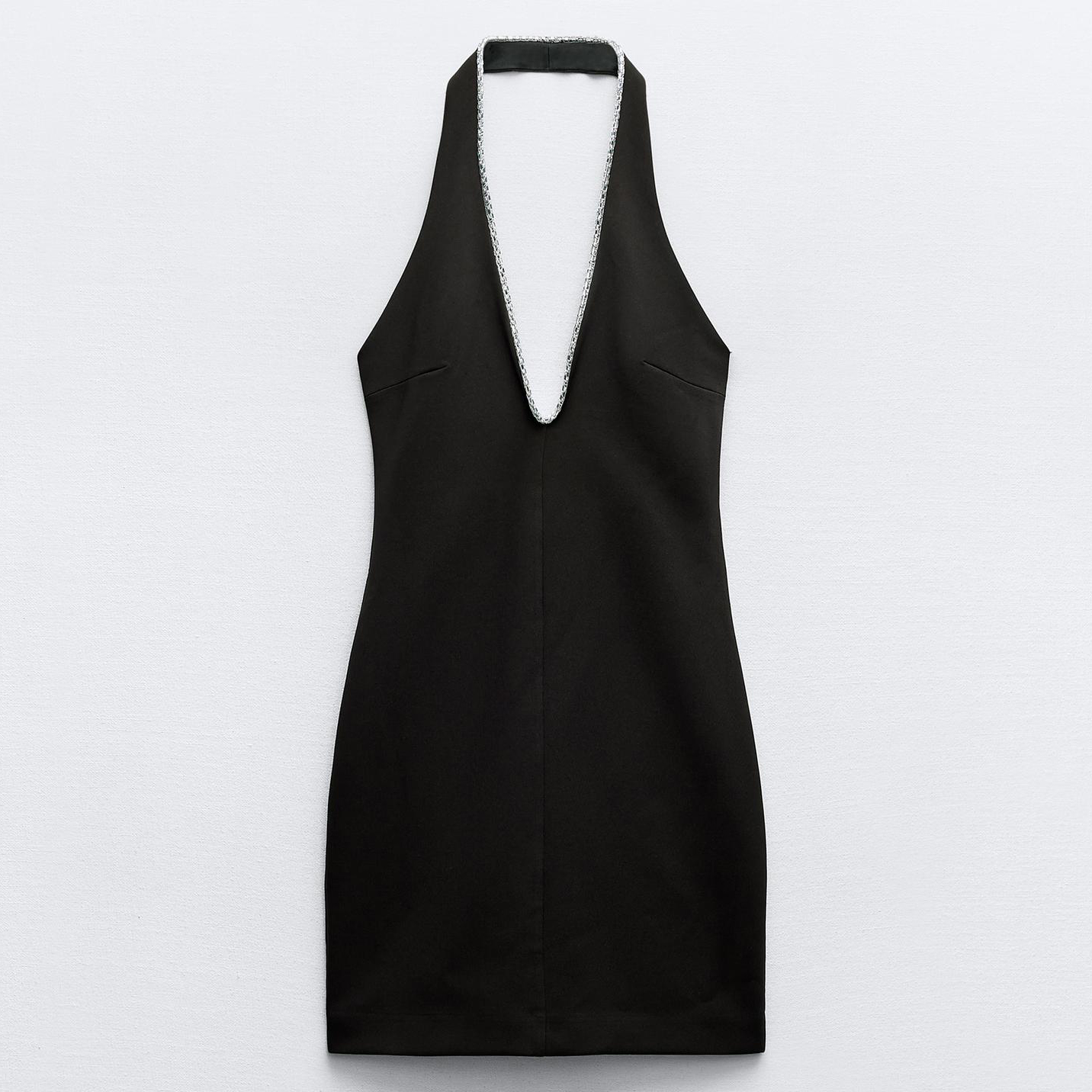 Платье Zara Rhinestone Halter, черный рубашка zara rhinestone button черный