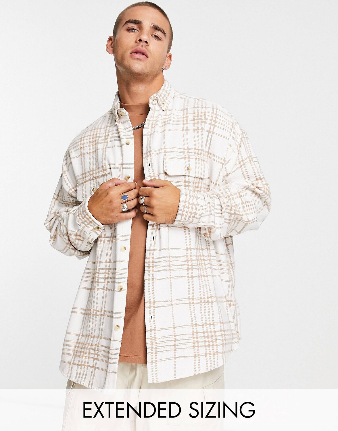 

Ярко-желтая клетчатая рубашка оверсайз с начесом ASOS DESIGN ASOS DESIGN