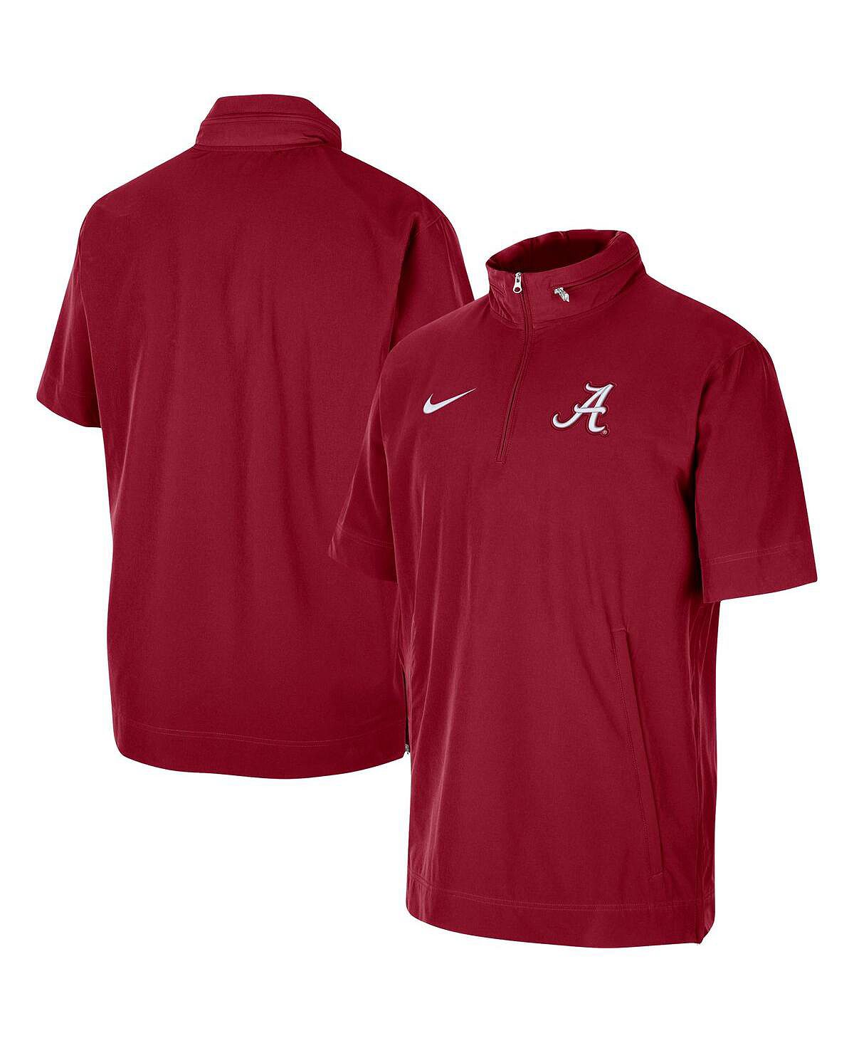 Мужская куртка Crimson Alabama Crimson Tide Coaches с молнией до половины и короткими рукавами Nike