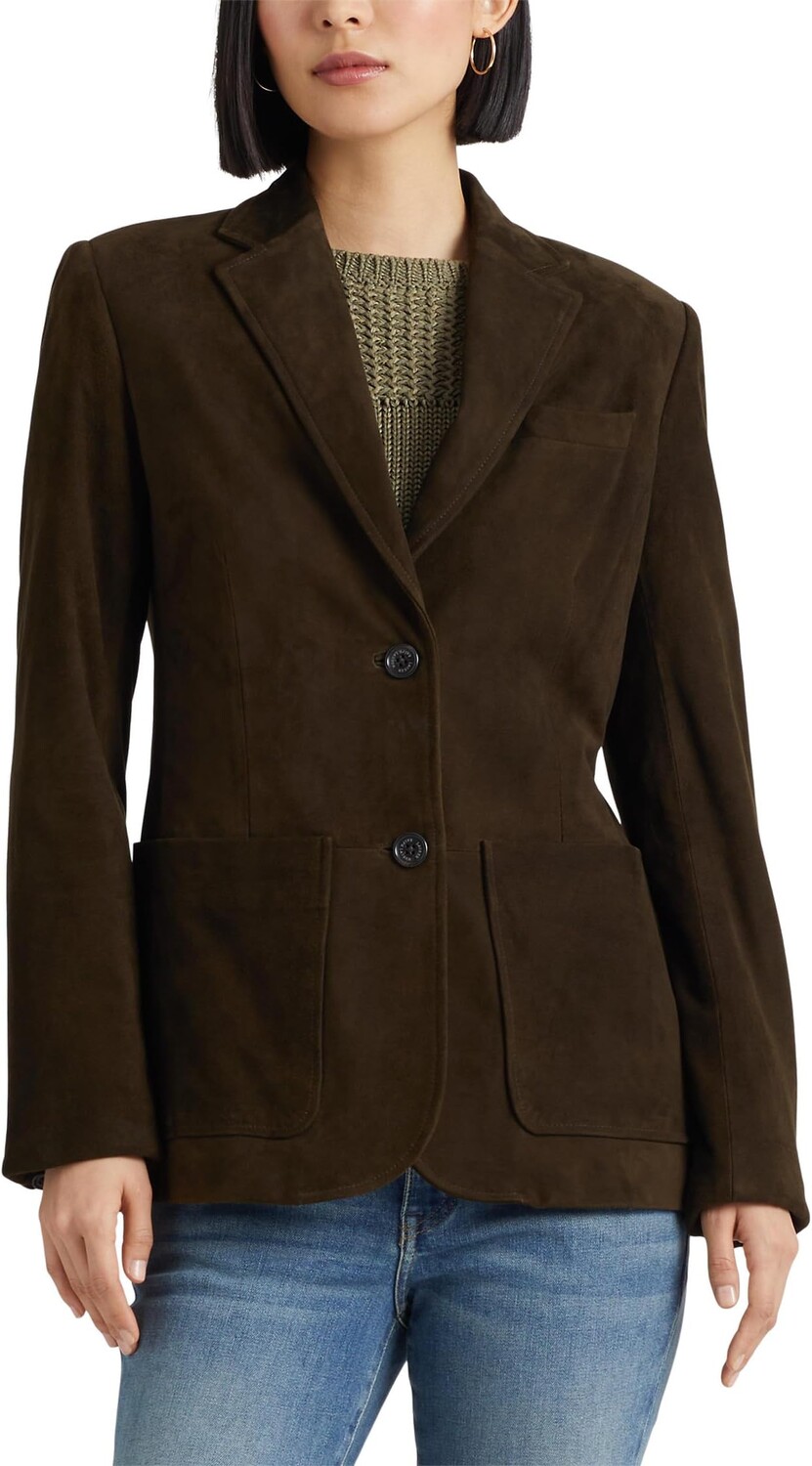 

Блейзер из козьей замши LAUREN Ralph Lauren, цвет Dark Olive