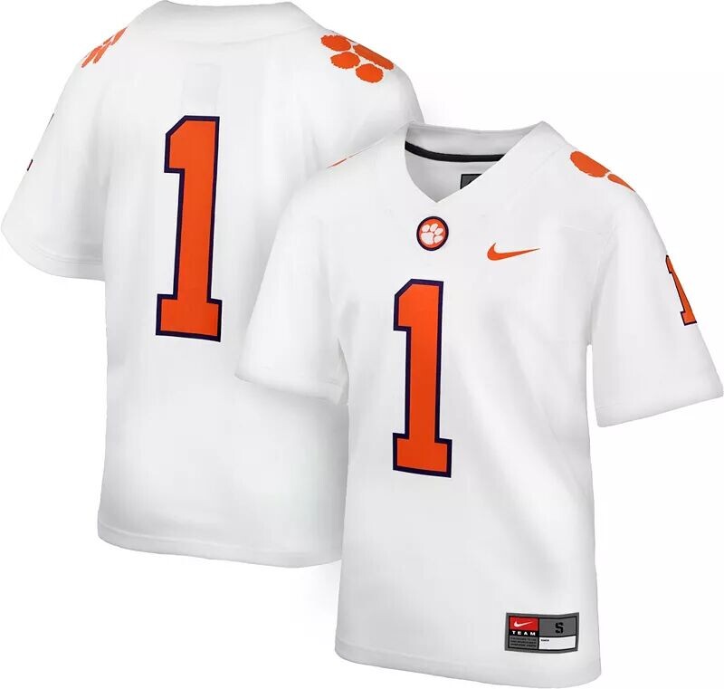 

Белая реплика футбольной майки Nike Youth Clemson Tigers #1