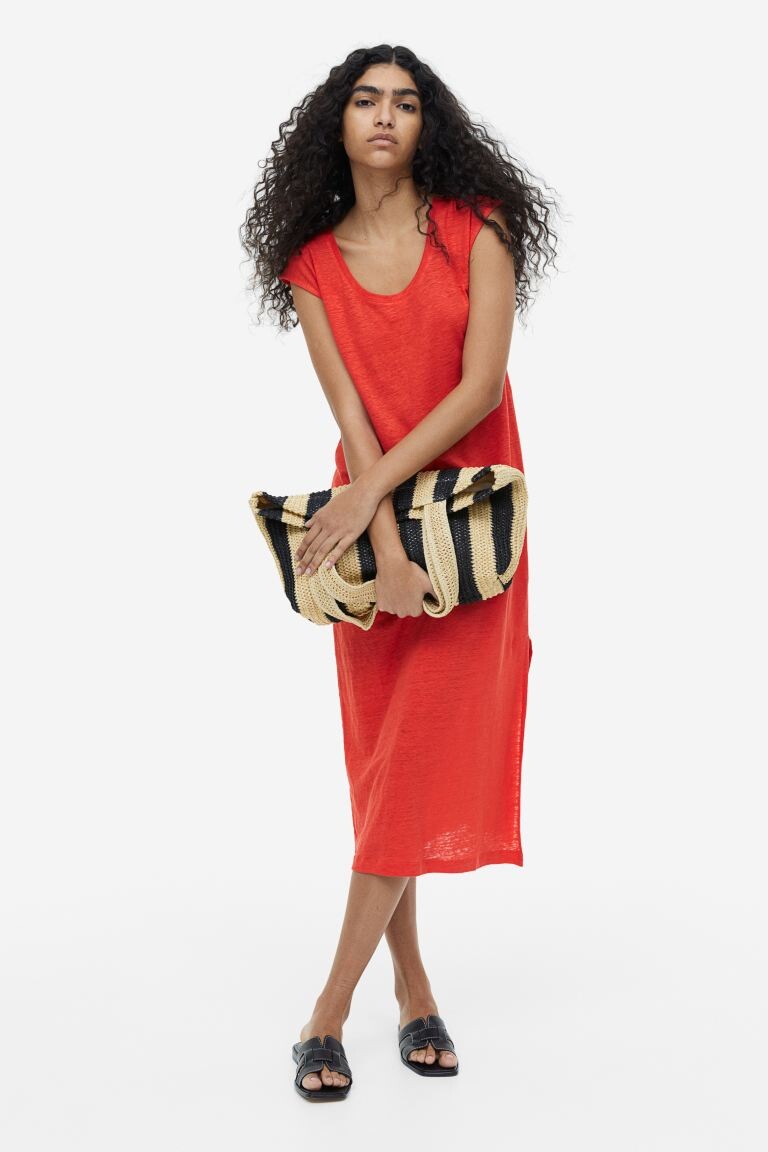 

Платье из льняного джерси H&M, красный