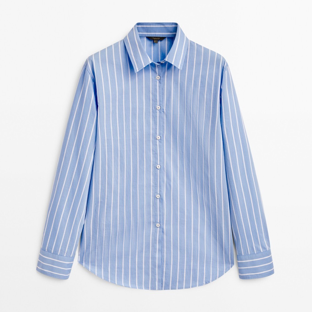 

Рубашка Massimo Dutti Double Stripe Cotton Blend, синий