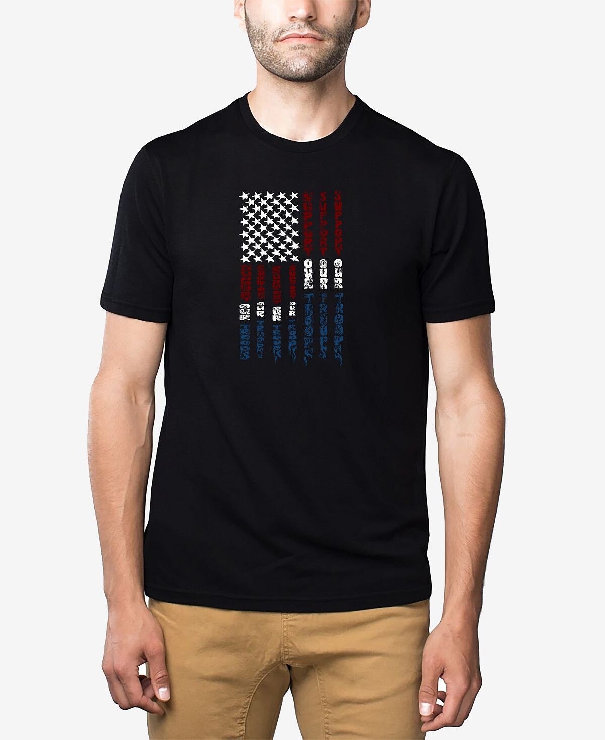 

Мужская футболка premium blend word art support our troops LA Pop Art, черный