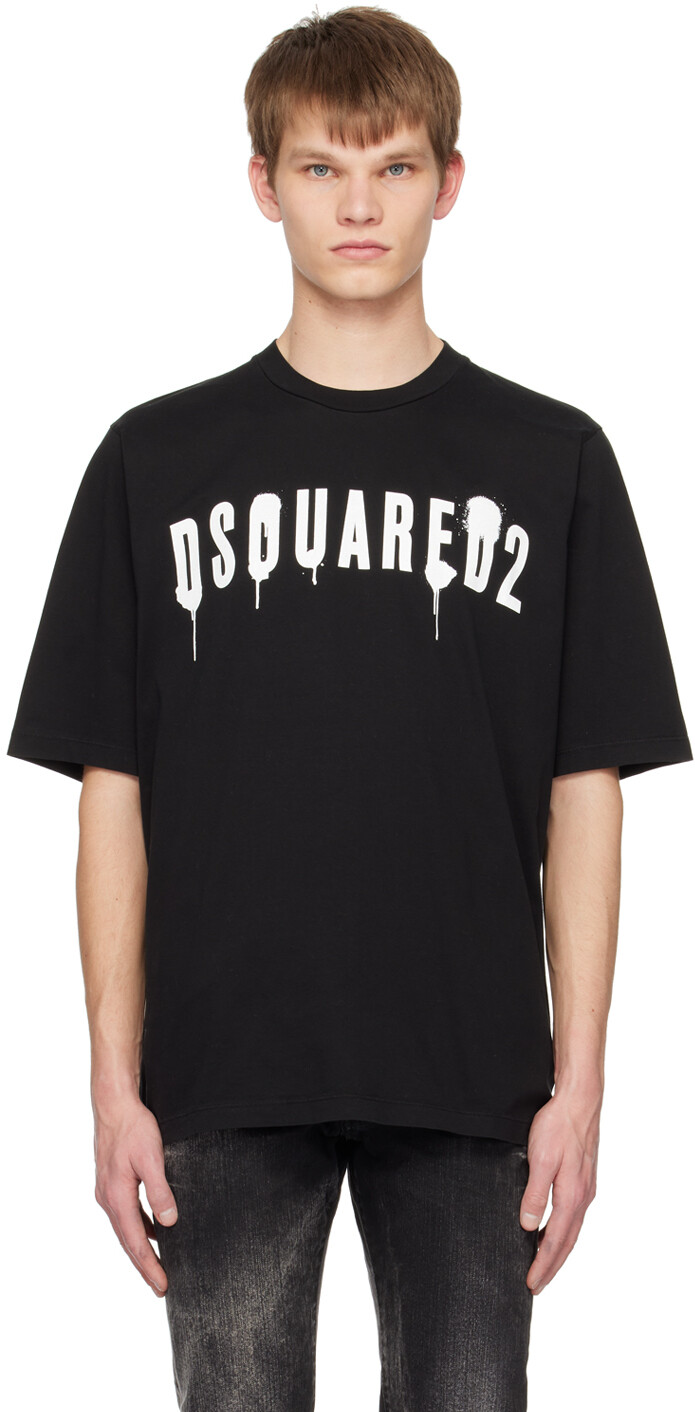 

Черная футболка с скейтерской фигуркой Dsquared2, Черный