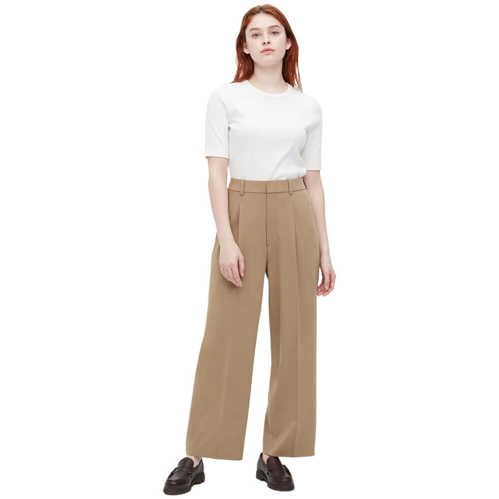 

Брюки Uniqlo Pleated Wide, бежевый