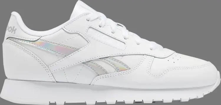 

Кроссовки classic leather big kid 'white iridescent' Reebok, белый